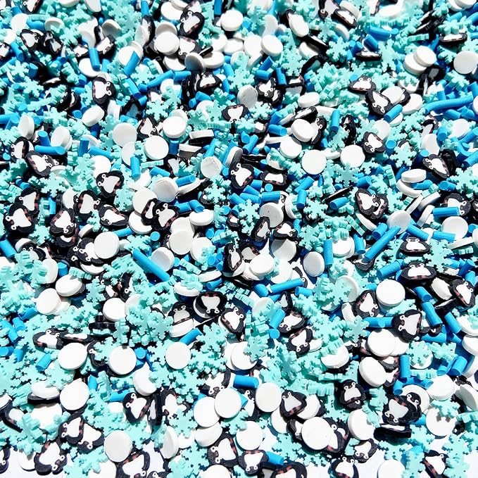 EHOPE 100G Fake Sprinkles Polymer Sprinkles Faux Sprinkles Resin Sprinkles Clay Sprinkles For Resin Fake Candy Sprinkles for Nail Art DIY Crafts Cake Phone Case (100G Penguin Snowflake)