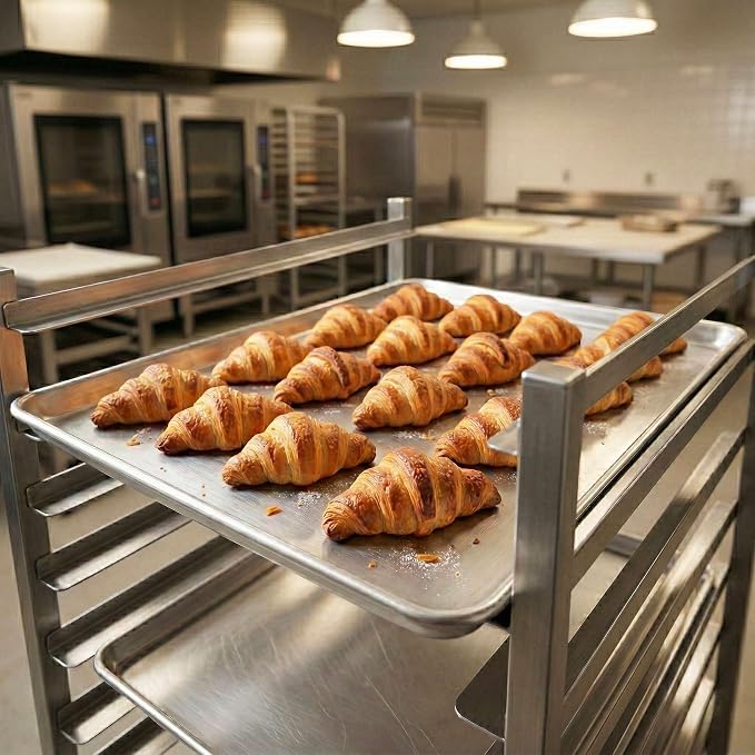 18" x 26" Commercial Aluminum Baking Sheet with Lid 12 Pack Snap-On Clear Cover, Tray Set