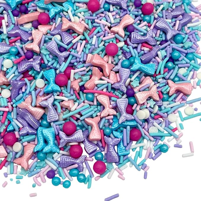Manvscakes Sprinkles- Edible Cake and Cupcake Sprinkles with Assorted Shapes and Sizes for Parties, Blue pink and purple Mix for Cookies, Ice Cream, Cake and Cupcake Decorating, 4 oz (Mermaid)