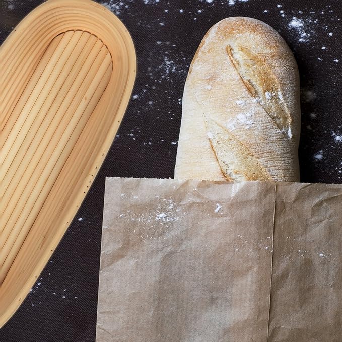 12 Inch Oval Long Banneton, BetterJonny Artisan Bread Proofing Basket +Liner Combo Set for Rising Dough