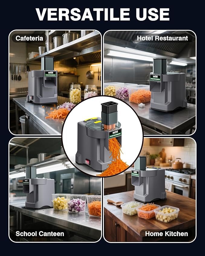 WantJoin 5 in 1 Electric Vegetable Chopper - Multifunctional Commercial Food Processor with Stainless Steel Blades for Slicing(2.5mm), Dicing(8/12mm), Chopping(2.5mm), Shredding