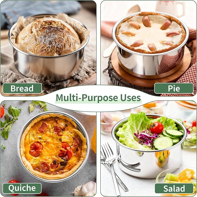 TeamFar 5 Inch Cake Pan Set of 2, Stainless Steel Small Layer Cake Baking Pans Tins, Round Bakeware for Birthday Wedding Party, Non-Toxic & Healthy, Mirror Finish & Dishwasher Safe