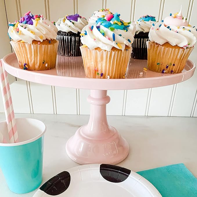 Sprinkles & Confetti 11" Baby Pink Melamine Cake Stand – Reusable Dessert Display for Valentine’s Day, 4th of July, Weddings, Showers & Birthdays