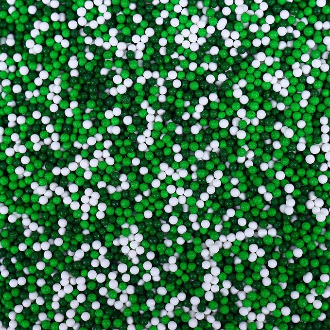 Green Sprinkles for Cupcakes, 2 mm Green and White Pearl Sprinkles, Nonpareils Sprinkle, St. Patrick's Day Sprinkles Edible for Cookies, Cake, Ice Cream, Macarons, and Baking(120g/4.23oz)