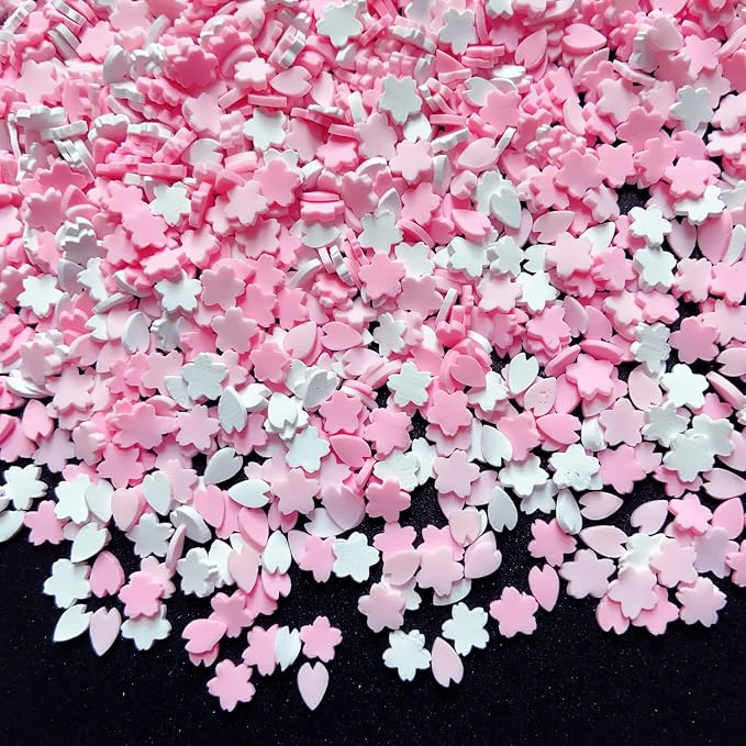 EHOPE 100G Fake Sprinkles Polymer Sprinkles Faux Sprinkles Resin Sprinkles Clay Sprinkles For Resin Fake Candy Sprinkles for Nail Art DIY Crafts Cake Phone Case (100G Pink cherry blossom)