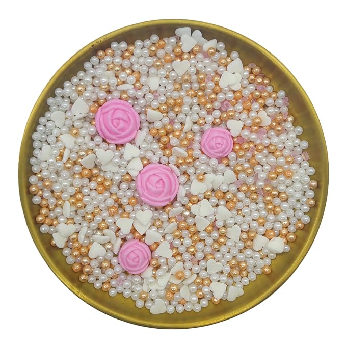 Gold Series Sprinkles Rose Sprinkles Edible Heart Cake Decorating Cupcake Toppers Cookie Decorating Perfect for Cakes, Cupcakes, Desserts