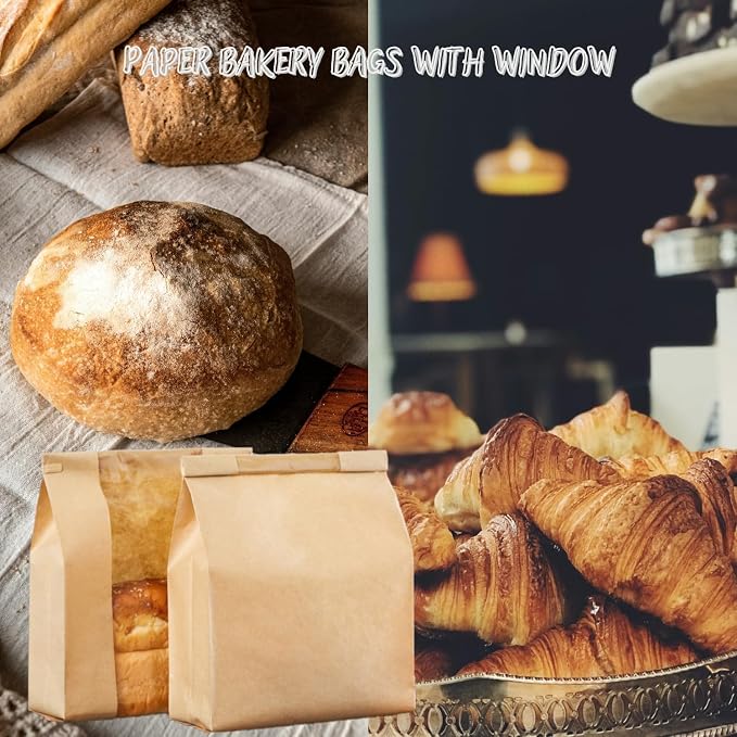15 Pack Large Sourdough Bread Bags for Homemade Bread Gifting Bakery Bags with Window Loaves Paper Bread Bags for Baked Food Packaging Storage with Seal Stickers (11.8x8.2x3.5inch)