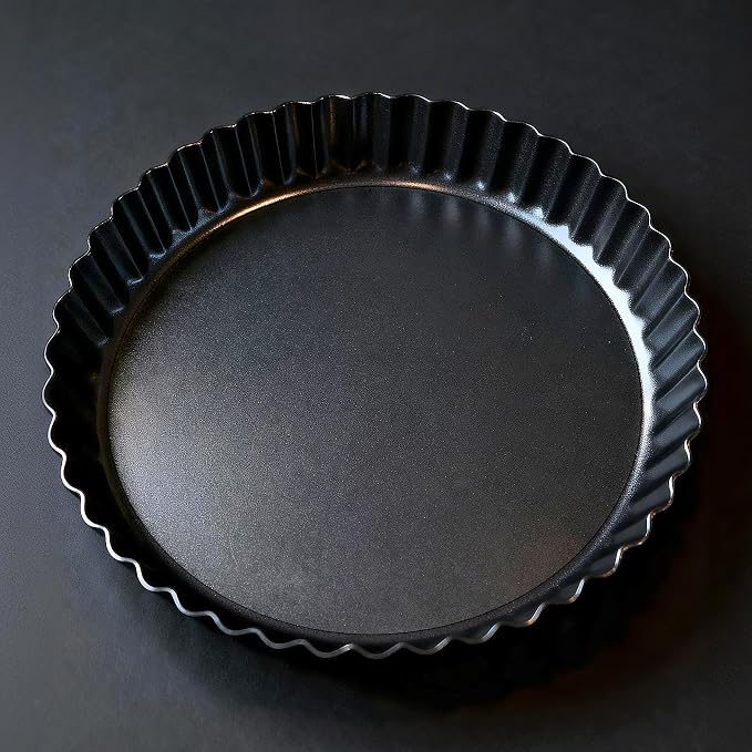 Tart Pan 2 Pack,10 Inch Non-Stick Carbon Steel Quiche Pan with Removable Loose Bottom, Deep 1.2 Inch Tart Pie Pan for Mousse Cake, Apple Pie, Cheesecake