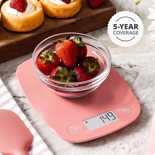 Greater Goods Food Scale ā Digital Kitchen Scale, 1g Precision, Easy-Tare & Quick Conversion, Slim Compact Design, Durable & Portable | Ideal for Cooking, Baking & Meal Prep (Coral Pink)