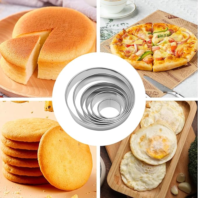 6 Pcs Round Cookie Cutter Set (2, 3, 3.5, 4, 5, 6 Inch), Large Stainless Steel Circle Cookie Donut Cutte