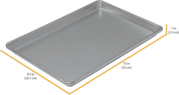Chicago Metallic Commercial II Non-Stick Small Cookie/Baking Sheet. Perfect for making jelly rolls, cookies, pastries, one-pan meals, and more,12.25 by 8.75, Gray (Pack of 6)