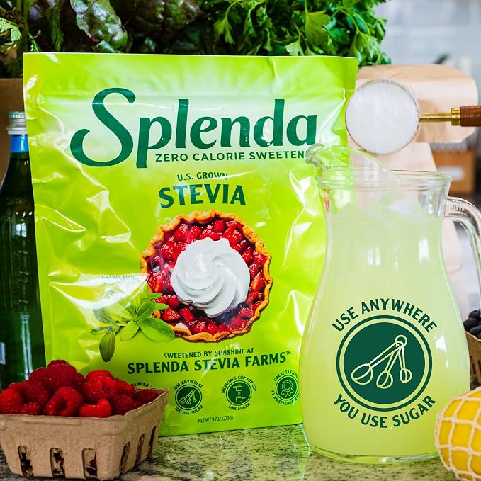 SPLENDA Stevia Zero Calorie Sweetener for Baking, Plant Based Sugar Substitute Granulated Powder, 9.7oz Resealable Pouch (Pack of 2)