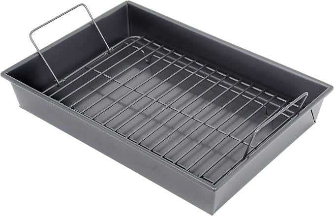 Chicago Metallic Professional Non-Stick Roast Pan with Non-Stick Rack, 13-Inch-by-9-Inch