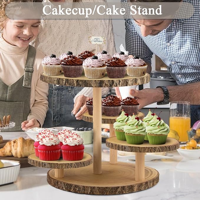 Rustic 4-Tier Wooden Cupcake Stand for 50 Cupcakes - Elegant Dessert Display for Parties, Weddings, Birthdays & More