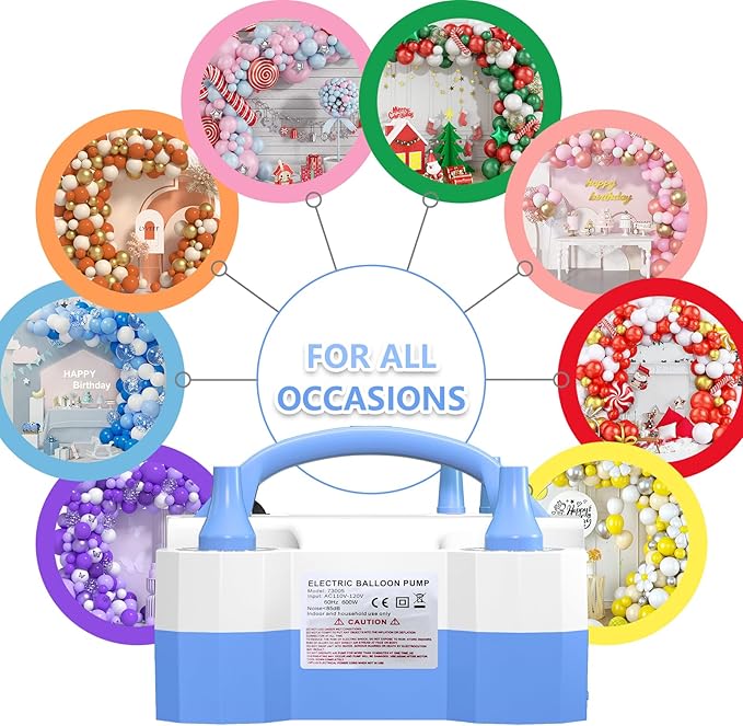 Balloon Pump Electric Party Decorations - Electric Balloon Pump for Balloon Arch Kit, Portable Dual Nozzle Balloon Inflator