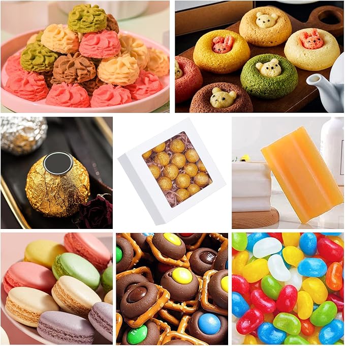 BENECREAT 16Packs 5.5x5.5x2inch Clear PVC Square Window Gift Boxes, White Kraft Paper Present Boxes for Wedding Favor, Festival Gift Packaging, Chocolates, Cookies Small Crafts