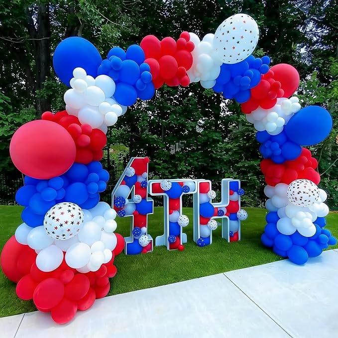 Red White and Blue Balloons Garland Arch Kit 154pcs 4th of July Decorations with Confetti Latex Balloons for Independence Day Graduation Baseball Birthday Party Decorations