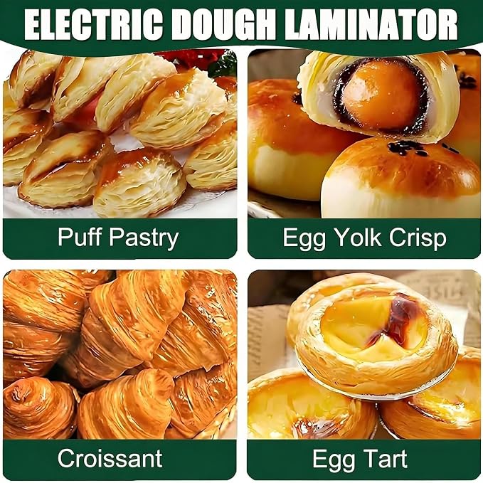 Foldable Electric Dough Sheeter Machine, 2026 New Automatic Dough Roller for Pastry & Pizza Making, 0.07 to 1.18 Inch Thickness Adjustment, Perfect for Home Bakers & Small Businesses