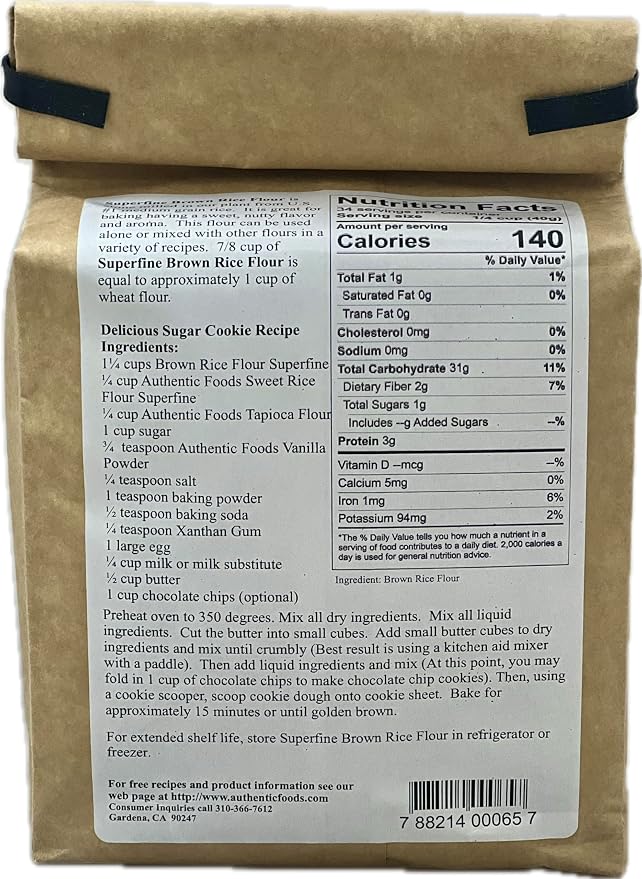 Authentic Foods Superfine Brown Rice Flour - 3lb
