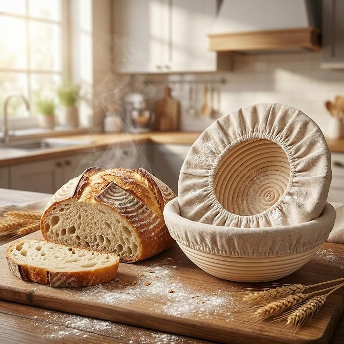 8 PCS Bread Proofing Basket Cloth Liner (6 Round) & 2 Sourdough Starter Jar Covers, 10 Inch Reusable Banneton Basket Cover for Sourdough Baking, Reusable Dough Bowl Liner (Round)