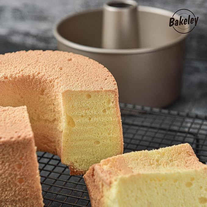 Angel Food Cake Pan, 8-Inch with Removable Loose Bottom Non-Stick Chiffon Tube Pan for Oven and Instant Pot Baking (Champagne Gold)