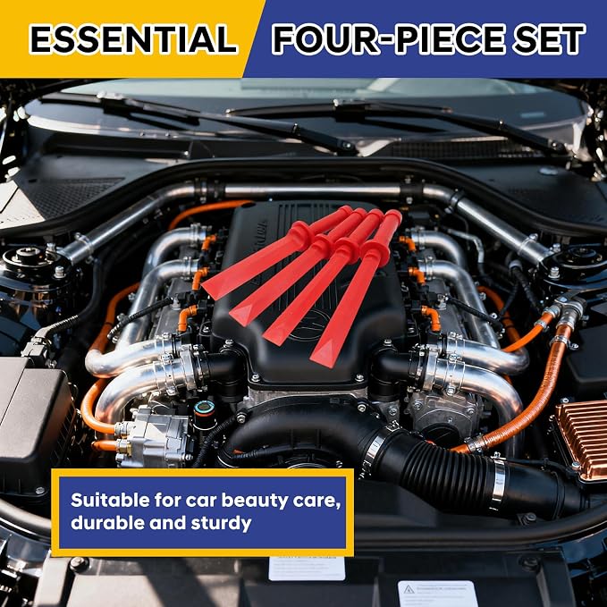4Pcs Plastic Chisel Scraper Set Include - 3/4" & 7/8" & 1" & 1-1/2", Plastic Scraper Tool Car Chisel Scrapes Remover Tool for Removing Debris Film Adhesives