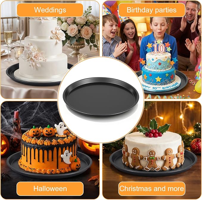 10 Inch Cookie Cake Pan, Round Cake Pan Round Cookie Sheet Nonstick Giant Shollow Baking Pans Cakes Tray Pans for Home Kitchen Baking