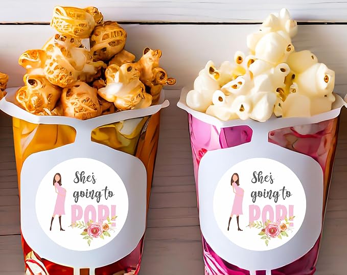 S'more Love Stickers - Baby Girl Shower Stickers - Adding S'more Love to our Family labels -Thank you for Celebrating with me Labels (Pink) (going to pop Pink)
