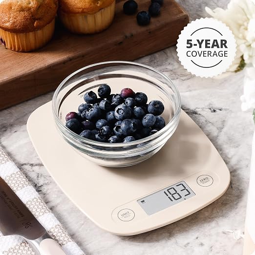 Greater Goods Food Scale ā Digital Kitchen Scale, 1g Precision, Easy-Tare & Quick Conversion, Slim Compact Design, Durable & Portable | Ideal for Cooking, Baking & Meal Prep (Birch White)