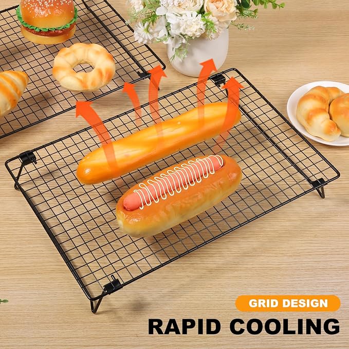2 Pcs Cooling Rack with Collapsible Legs,Carbon Steel Baking Cooling Rack,Stackable Cake Cooling Rack,Nonstick Cookie Cooling Rack for Baked Goods Baking Cooking Cooling Roasting (large size)