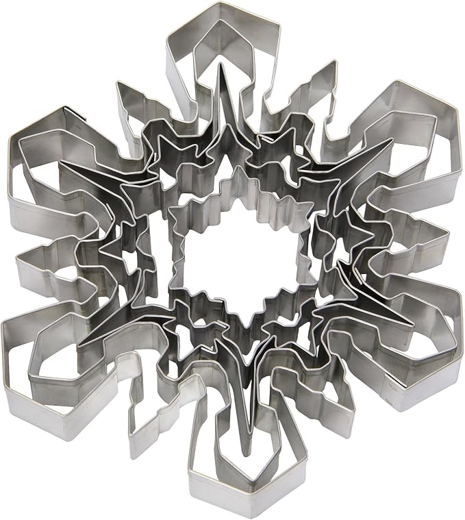 Ateco Plain Edge Snowflake Cutter Set in Assorted Shapes & Sizes, Stainless Steel, 5 Pc Set,4843