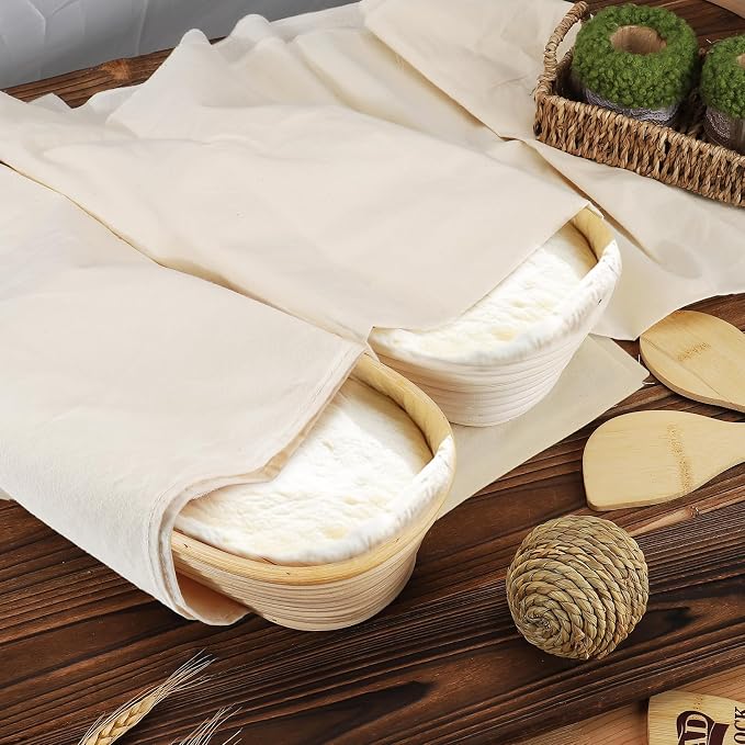 3Pcs 28"x28" Large Tea Towels for Sourdough Bread Baking - 100% Cotton Unbleached Reusable Flour Sack Towels, Proofing Cloth Supplies for Baguettes, Loaves, Ciabatta Dough Rising