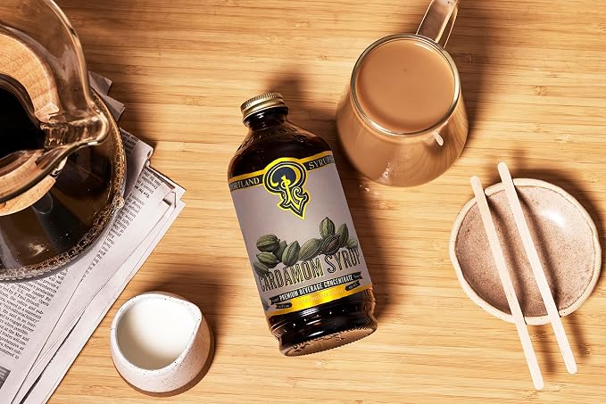 Portland Syrups Cardamom Syrup – Flavoring for Coffee, Lattes, Cold Brew, Macchiatos, Cocktails, & Desserts – Ideal for Drinks & Adding a Flavor to Any Beverage – 12 oz, 24 servings (Pack of 1)