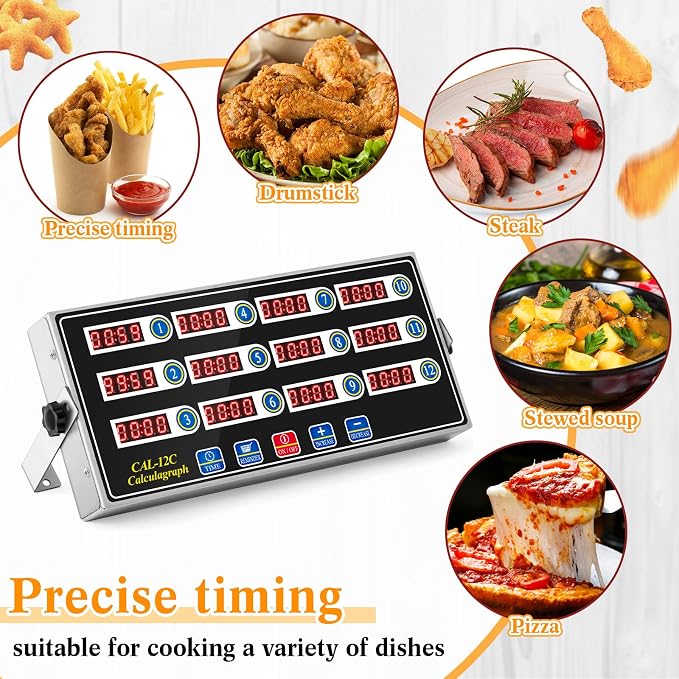 Relaxweex 2 Pack Digital Kitchen Timer, Commercial Cooking Timer with Loud Alarm, Large LCD Display, for Restaurants, Baking, Labs, Multiple Independent Countdown Timers (12 Channel)