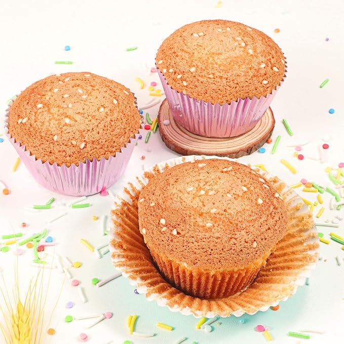 Caperci Orchid Purple Foil Cupcake Liners Standard Muffin Wrappers Greaseproof Baking Cups, 150-Pack