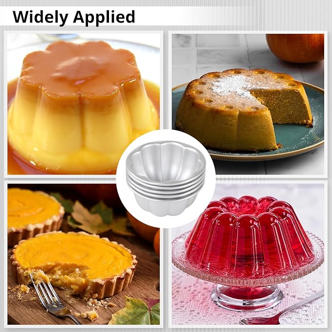 Homaisson 16Pcs Pudding Cup Molds, 3.7''x1.77'' Mini Fluted Cake Pans, Small Fluted Cake Pans for Baking,Non-Stick Jelly Molds, Easy to Demold, Pudding Cake Pan Nonstick