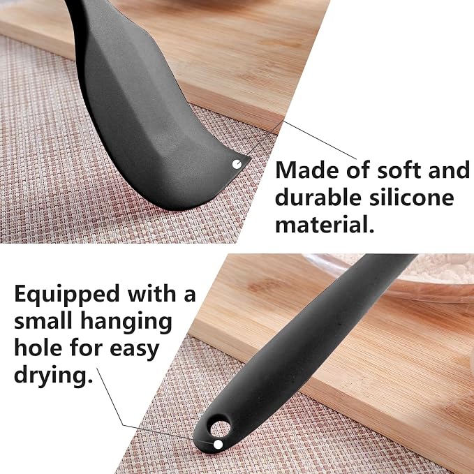 Black Rubber Spatula for Kitchen Use, 10.8In Silicone Spatulas for Cooking Heat Resistant, Flexible Small kitchen Spatula for Kitchen Nonstick Cookware