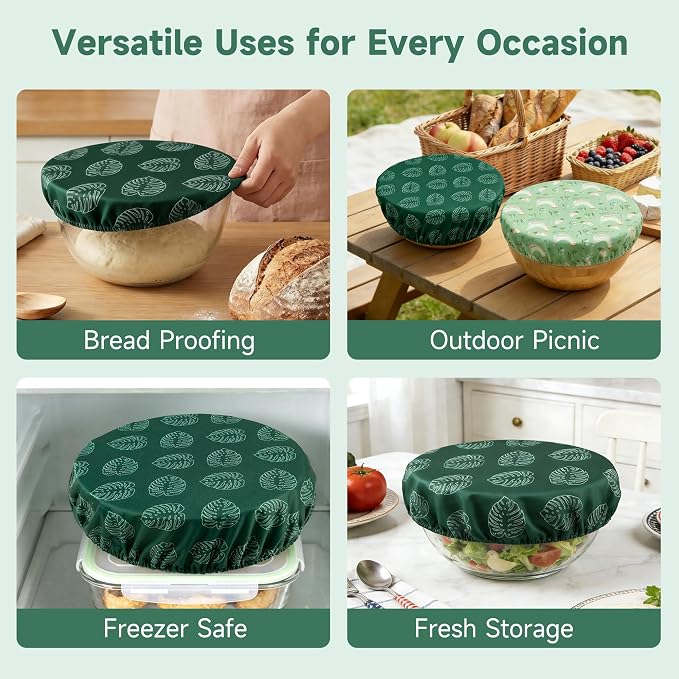 Bowl Covers Reusable Bread Proofing Bowl Covers Sourdough Bread Baking Accessories,Leaf