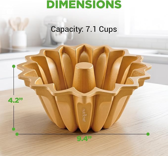 NutriChef 9 Inch Cake Pan - 7 Cups Die-Cast Aluminum Cake Mold for Baking - Sloped Edges for Uniform Baking, Nonstick for Easy Release and Even Bake, Durable Design, Ideal for Desserts and Casseroles