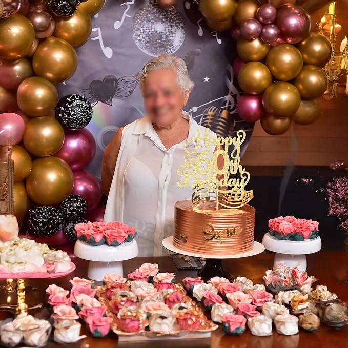 1 Pack Happy 60th Birthday Cake Topper Gold Glitter 60 & Fabulous Cheers to 60 Years Old 60th Birthday Cake Pick for Celebrating 60th Birthday Anniversary Party Cake Decorations Supplies