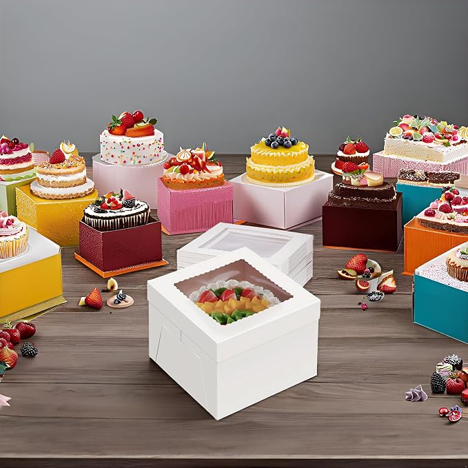 20Pack 12x12x6 Cake Boxes with Window, Sturdy White Cake Boxes for Transporting & Gifting, Easy to Assemble, Perfect for Desserts, and Crocheted Items, Fathers day