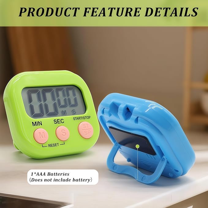 24 Pack Multi-Function Electronic Timer - Kitchen Timer,Magnetic Digital Timers,Big LCD Display, ON/Off Switch,Extensively Use in Cooking,Gym, Meeting, Classroom,Kitchen,Study,Work,Outdoor Activities