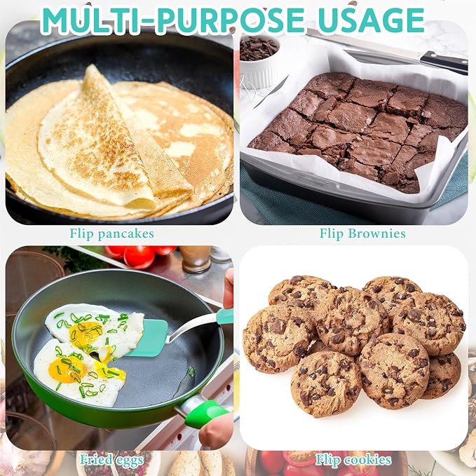 Small Silicone Spatula Flexible Silicone Cookie Spatula Heat Resistant Small Pancake Turner for Kitchen Use Nonstick Cookware No Scratch Cooking Flipper for Egg Pancake