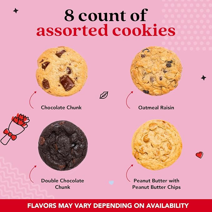 David’s Cookies Assorted Cookie in Love Gift Tin, Fresh Baked Gourmet Dessert Sampler, Soft Handmade Cookie Variety, Premium Bakery Cookies for Gifting, 2lb - Gourmet Cookies Gift Basket