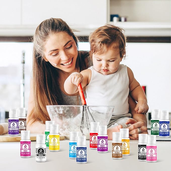 Gel Food Coloring Set – 24 Colors x 0.7 oz Concentrated Gel Based Food Dye for Baking, Icing, Cake Decorating, Cookies & Fondant