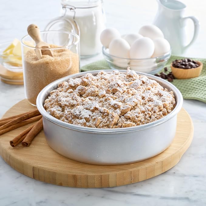 Chicago Metallic 8 Inch Round Cake Pan, Heavy-Gauge Recycled Aluminum Baking Pan with Wire-Reinforced Rim for Even Baking, Layer Cakes, Cheesecakes, Casseroles and Quiches