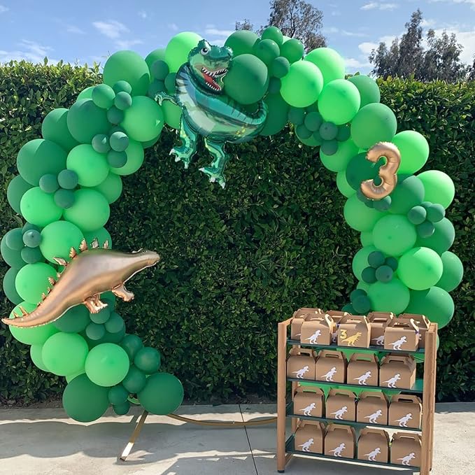 Voircoloria 130pcs Green Balloons Different Sizes 18" 12" 10" 5" Party Latex Balloons for Birthday Dinosaur Baby Shower St. Patrick's Day Summer Jungle Forest Safari Party Decorations