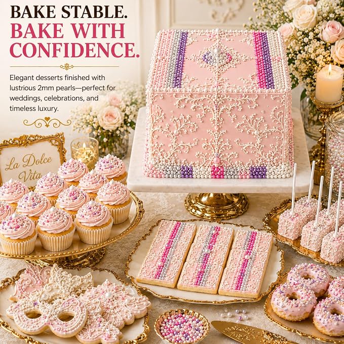 Confect Pretty Princess Pearl Sprinkles – 5 Pack Dragees Mix (Baby Pink, Silver, Neon Pink, Purple & White) – Elegant Cake & Cupcake Decorations – Vegan, Gluten-Free, Nut-Free, Soy-Free, Dairy-Free, Palm Oil-Free , Dye Free, No Artificial Dyes- 5 Oz