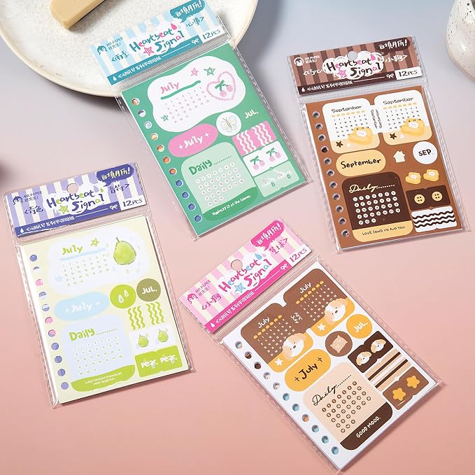 48 Sheets Monthly Planner & Calendar Stickers, Seasonal Aesthetic Sticker Book for Bullet Journal & Scrapbook, Planner Accessories for Journaling & Schedule Organization
