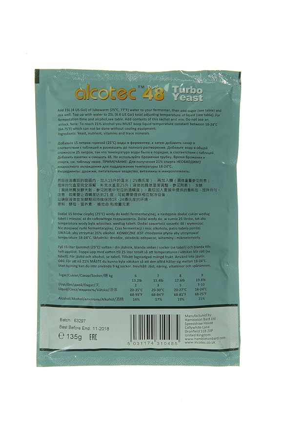 Alcotec 48 Hour Turbo Yeast | Brewers Yeast Powder| Wine Yeast for Wine Making | Dry Yeast | nutritional yeast | 135g (Pack of 2)